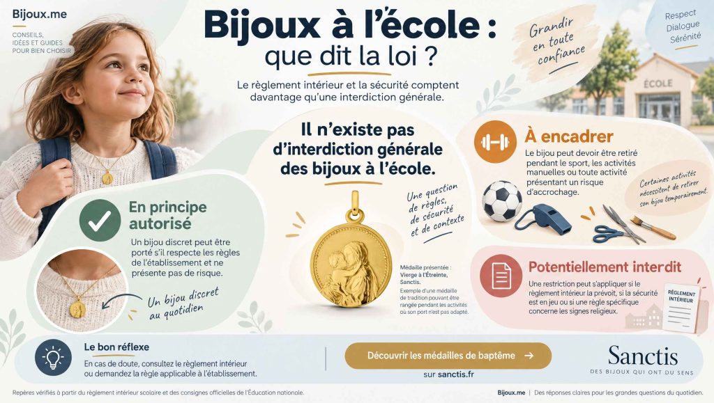 Infographie sur le port des bijoux à l’école et les règles selon le règlement intérieur